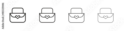 Woman purse icons collection web design, minimal line style