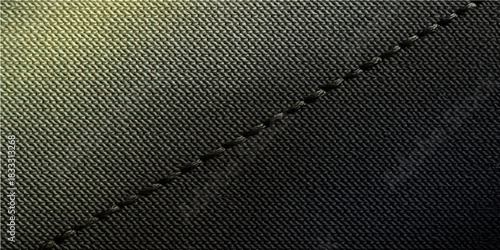 Dark macro closeup of black leather, metallic steel, and textured fabric materials creating a cool, monochrome pattern design backdrop