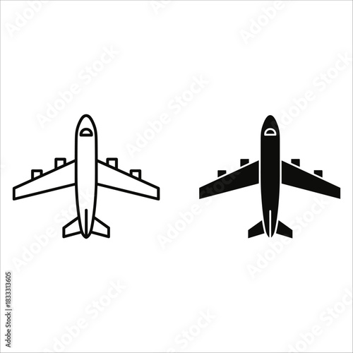 Airplane Icons Line Art and Silhouette aircraft travel