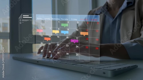 Managing a scheduled meeting.Businessman manages time to work efficiently and on time on all projects,data documentation checklist survey. Calendar work schedule, business plan concept.	