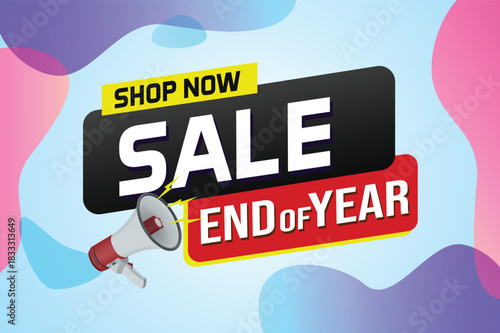 End of year Sale word concept vector illustration with lines and 3d style, landing page, template, ui, web, mobile app, poster, banner, flyer, background, gift card, coupon, label, wallpaper

