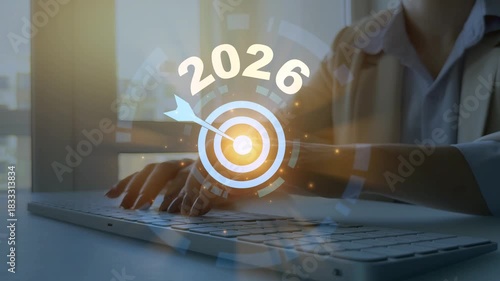 Business plan in new year 2026.Development to business success and achievement in 2026 year.New plans,goals and visions.