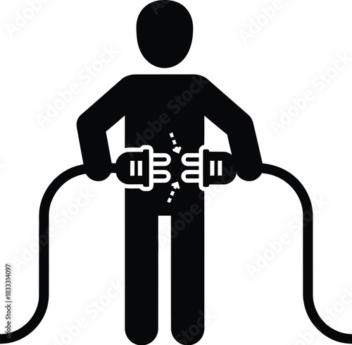 Worker Connecting Cables Minimalist Flat Vector Icon