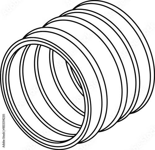 Ventilation Tube Cross-Section Outline Vector Graphic