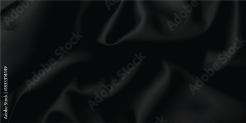 Dramatic Black Folded Fabric Texture with Soft Satin Smoothness and High-End Minimal Luxury Background for Advertising and Branding