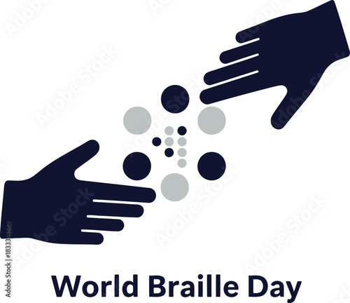 World braille day concept: hands engaging with tactile alphabet