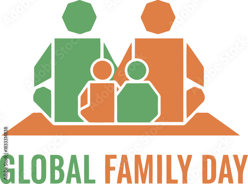 Global family day celebration with diverse parent and child icon