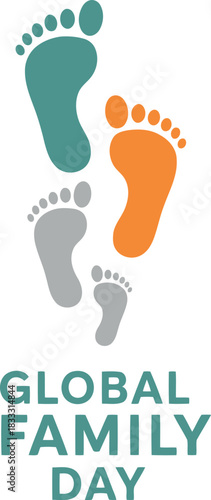 Colorful footprints representing global family day celebration