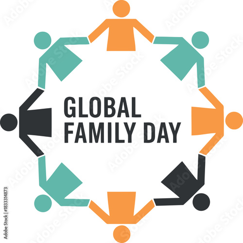 Global family day: diverse people holding hands, unity concept