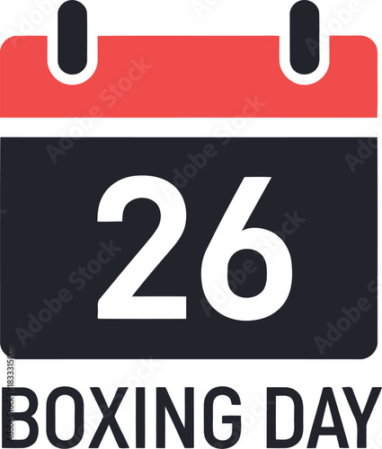 Boxing day holiday calendar icon with date 26 for celebration.
