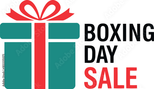 Boxing day sale promotional graphic featuring a gift box icon