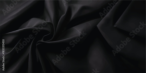 Elegant black satin fabric texture with a smooth, soft, and shiny luxury silk background