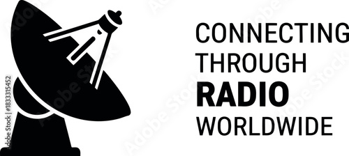 Global radio network connection with antenna dish symbol icon