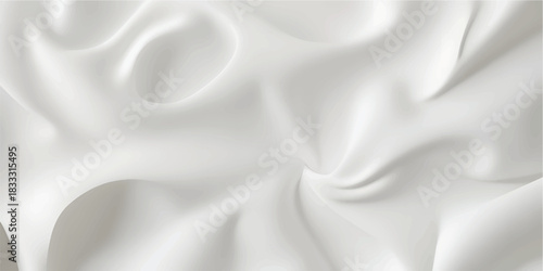Elegant white silk satin fabric texture backdrop with soft, luxurious waves and smooth curves