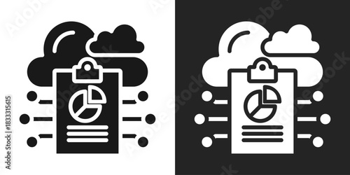 Reporting Icon In Black And White Glyph Style