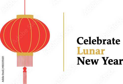 Traditional red chinese lantern illustration for lunar new year