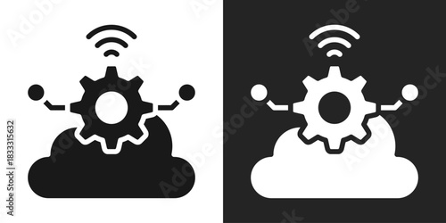 Automation Icon In Black And White Glyph Style