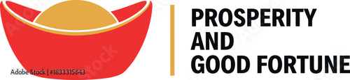 Chinese sycee icon, prosperity and good fortune text design