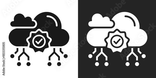 Verification Icon In Black And White Glyph Style