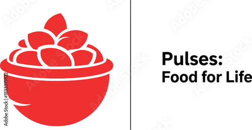 Red bowl icon with pulses, promoting healthy sustainable food