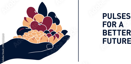Hand holding various pulses for a better future, food health.