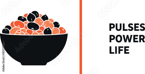 Pulses power life graphic with a bowl of varied legumes icon