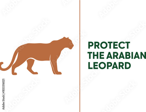 Protect the arabian leopard vector art for conservation effort