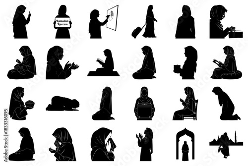 Ramadan Kareem and Islamic Life Silhouettes woman muslim
