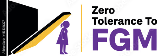 Zero tolerance to fgm: symbol of girl standing by door light