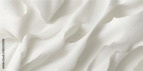 Elegant Pure White Cloth Waves Soft Texture Background Perfect for Luxury Cosmetic Ads and Product Showcases