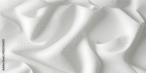 Elegant Pure White Cloth Waves Soft Texture Background Perfect for Luxury Cosmetic Ads and Product Showcases
