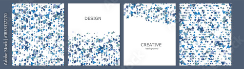 Set of vector cover notebook design. Abstract rainbow minimal triangles halftone template design for notebook paper, copybook brochures, book, magazine. Planner and diary cover for print.