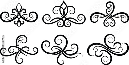 Elegant black swirls and flourishes a set of decorative vector designs