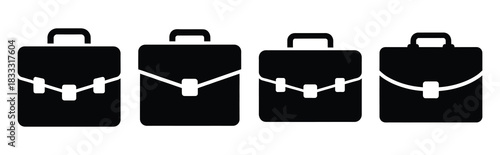 Set of vector briefcase  icon in silhouettes. Vector illustration icon set