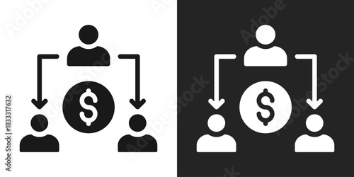 Delegation Icon In Black And White Glyph Style