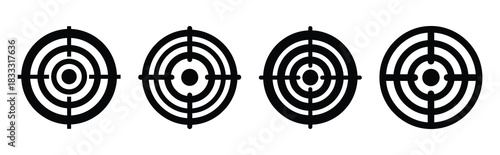 Set of vector bullseye  icon in silhouettes. Vector illustration icon set