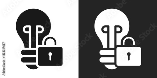 Intellectual Property Icon In Black And White Glyph Style