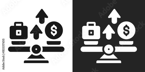 Salary Increase Icon In Black And White Glyph Style