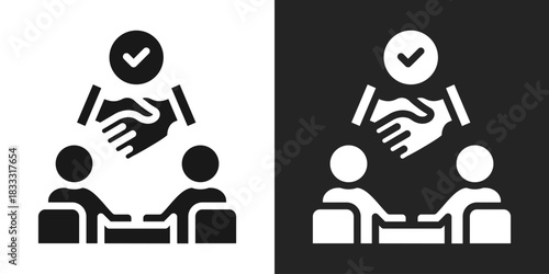 Joint Venture Icon In Black And White Glyph Style