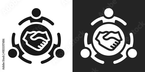 Cooperative Icon In Black And White Glyph Style