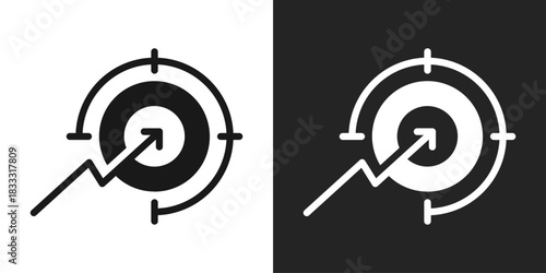 Market Penetration Icon In Black And White Glyph Style