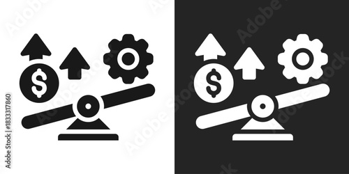 Leverage Icon In Black And White Glyph Style