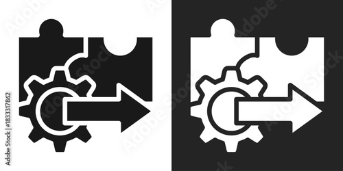 Integration Icon In Black And White Glyph Style