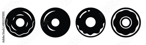 Set of vector donut  icon in silhouettes. Vector illustration icon set