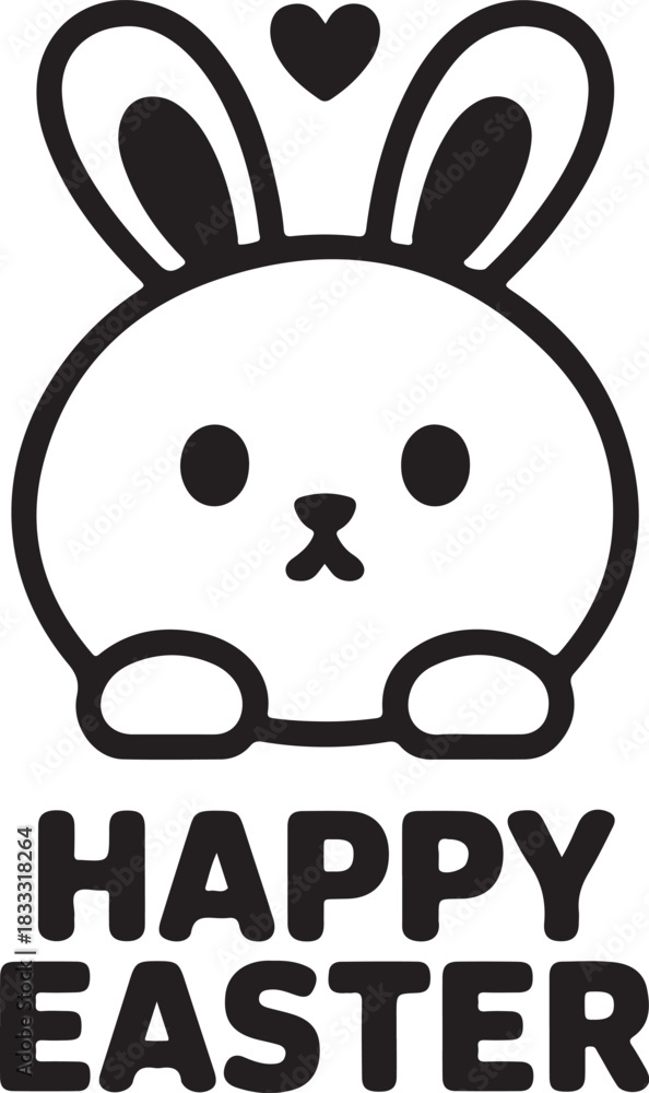 Obraz premium Minimal rabbit illustration with happy spring greetings on transparent background exactly 100 letters