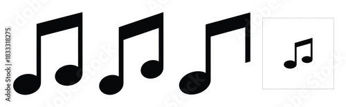 Set of vector music note  icon in silhouettes. Vector illustration icon set