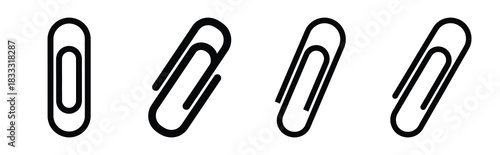 Set of vector paper clip  icon in silhouettes. Vector illustration icon set