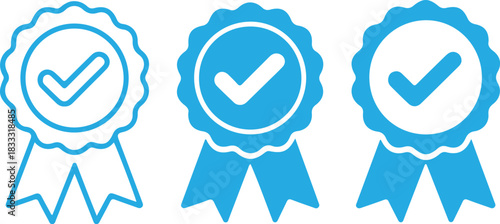Verified badge icon set. Blue Verified Guarantee Badge and Checkmark Icon. social media verified badge vector sign. Checkmark in circle icon set.