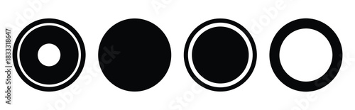 Set of vector stop circle  icon in silhouettes. Vector illustration icon set