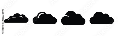 Set of vector upload cloud  icon in silhouettes. Vector illustration icon set